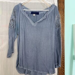 Women's Blue V-Neck Top